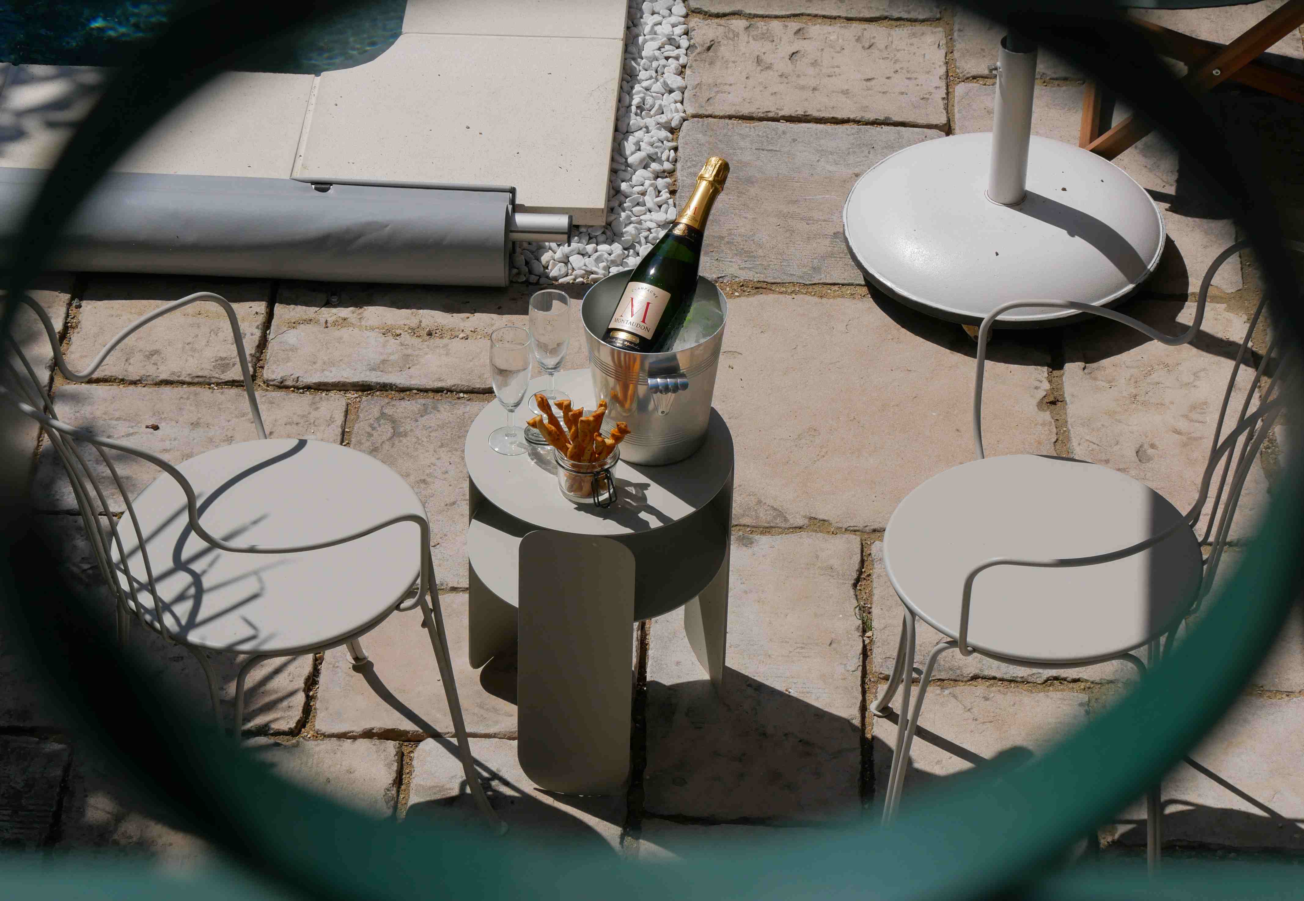 View of the pool from the upper terrace